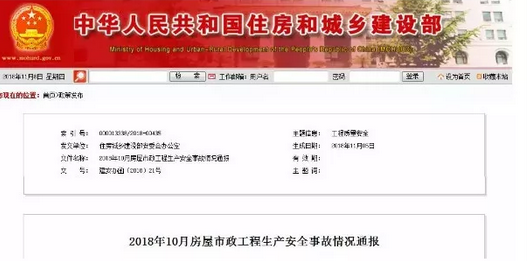 10月房屋市政工程生产安全事故情况通报